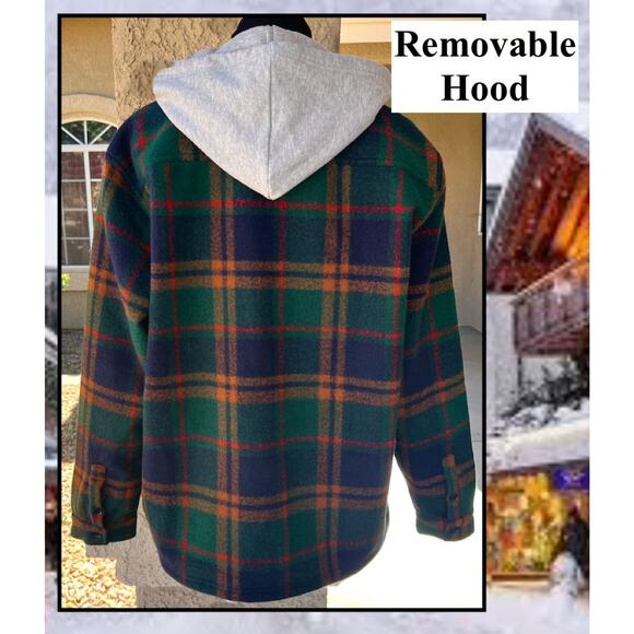 Blank NYC Mens Plaid Heavy Shacket Shirt With Removable Hood Jacket Size M - Picture 7 of 12